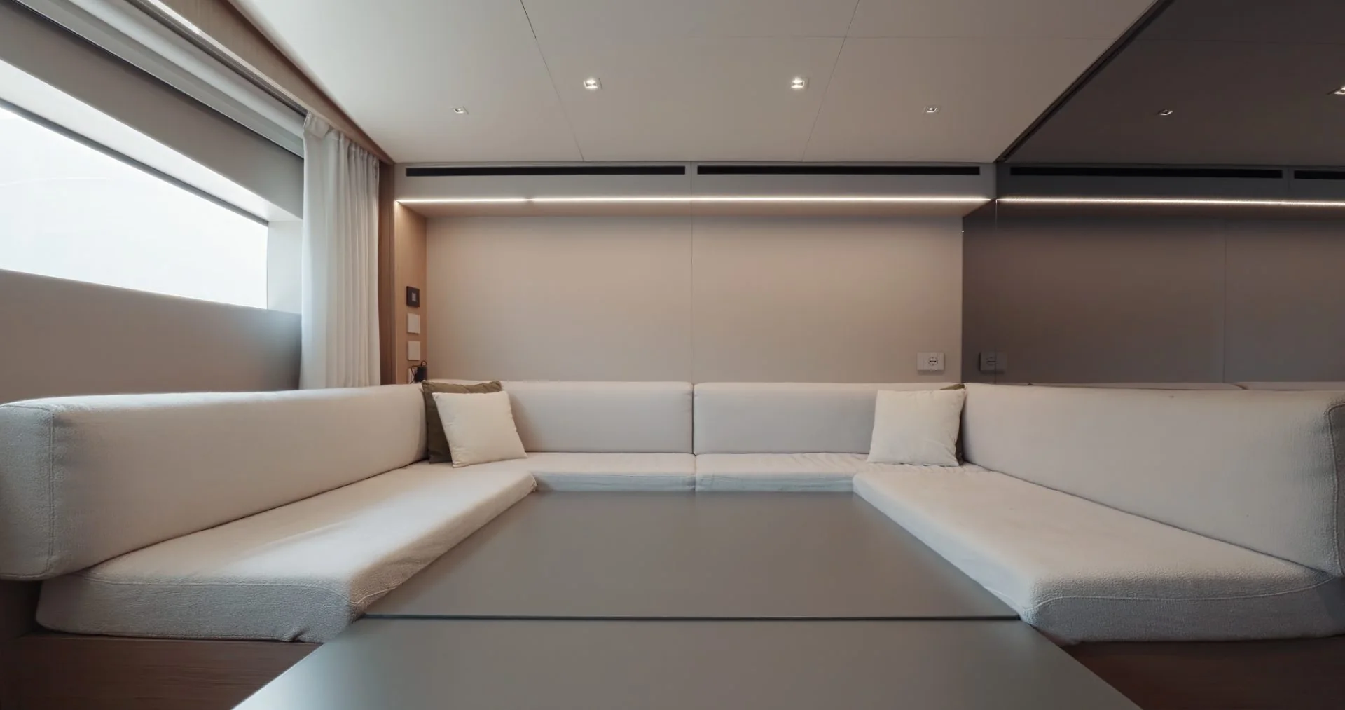 Upper lounge in cinema configuration